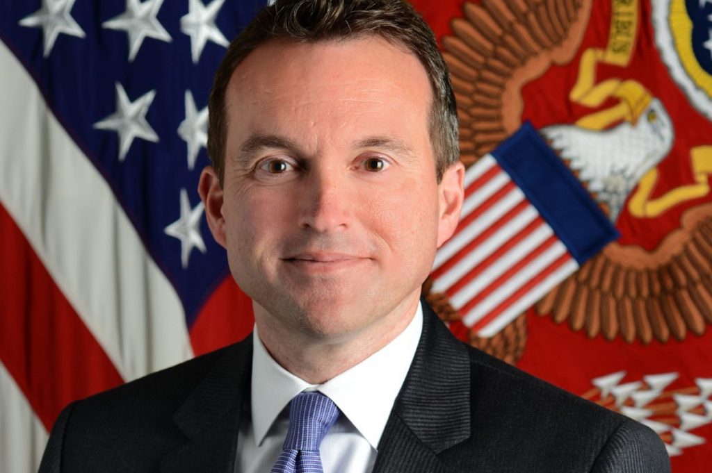 Eric K. Fanning, the 22nd Secretary of the Army, poses for his official portrait in the Army portrait studio at the Pentagon in Arlington, VA, Nov. 2 2015. (U.S. Army photo by Monica King/Released)